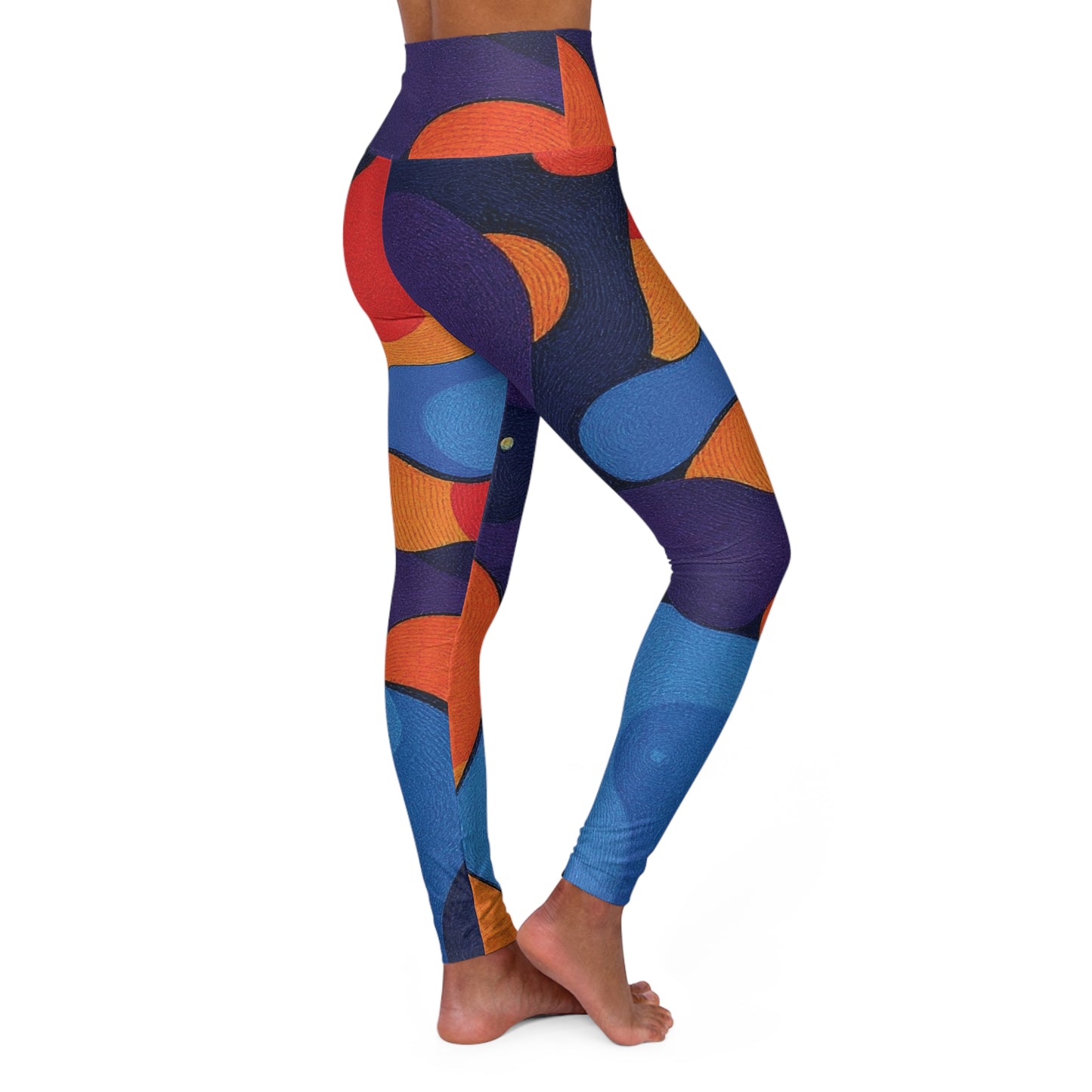 Abstract Colorblock High-Waist Yoga Leggings — Retro Geometric Activewear