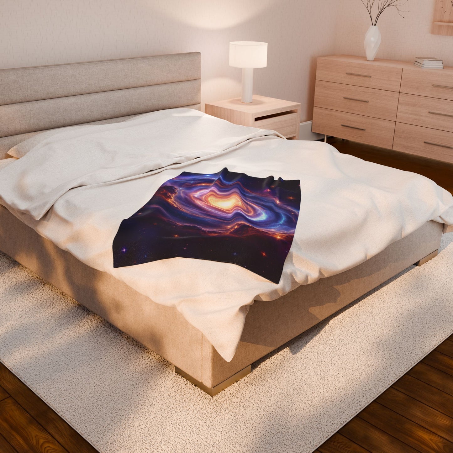 Galaxy Spiral Velveteen Plush Blanket — Cosmic Nebula Throw for Stargazers