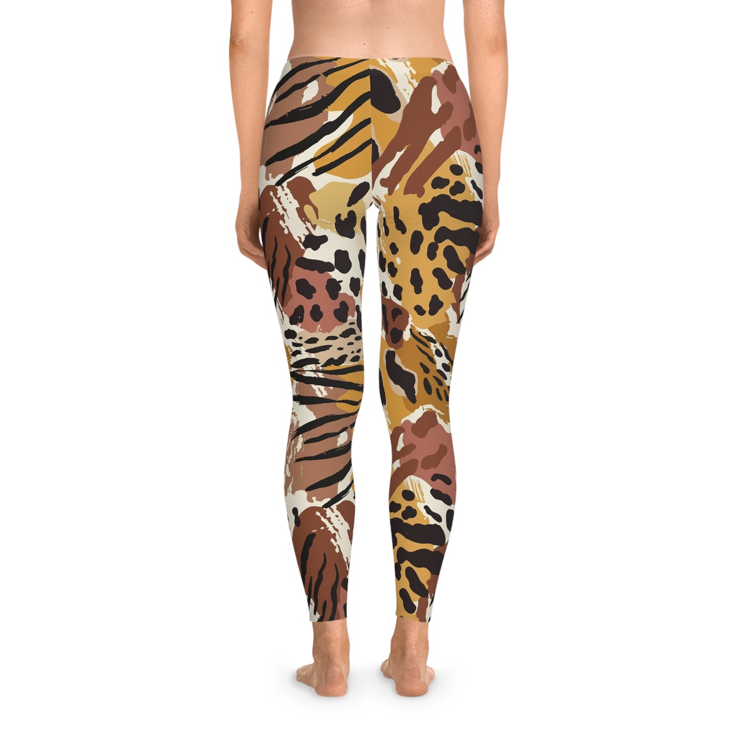 Animal Print Allover Leggings — Brown Abstract Leopard Pattern