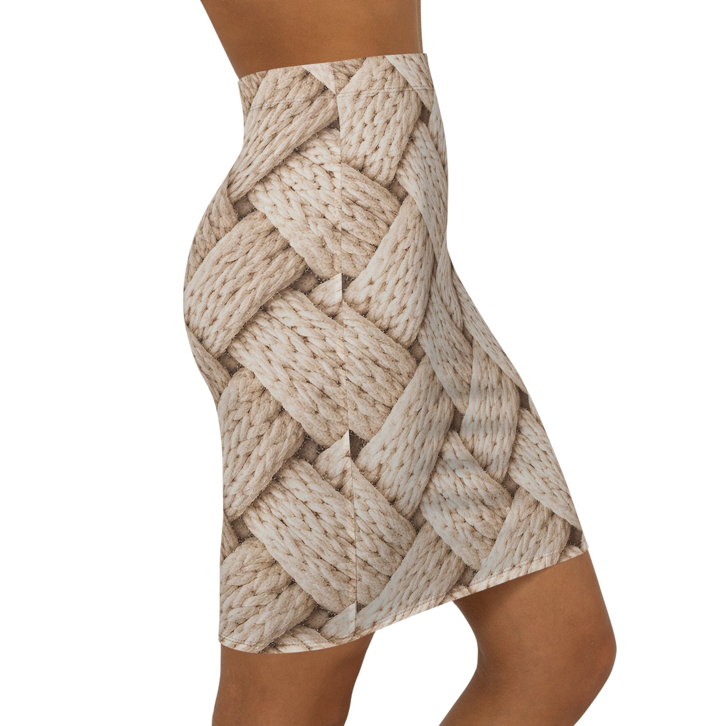 Knit Cable-Pattern Pencil Skirt — Cozy Neutral Winter Style