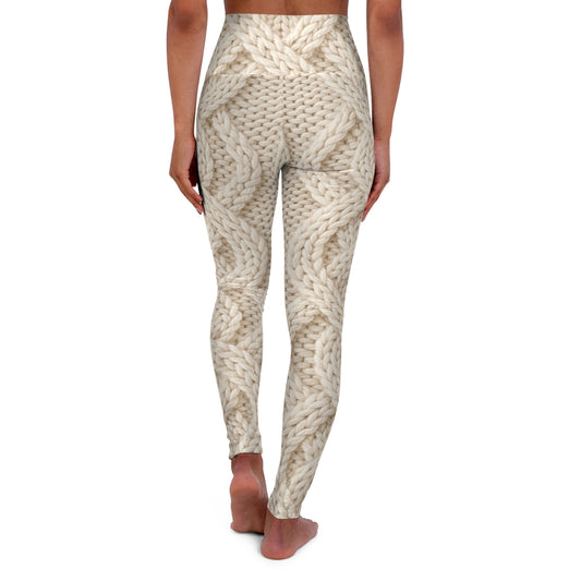 Cozy Knit Print High-Waist Yoga Leggings