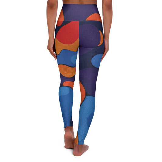 Abstract Colorblock High-Waist Yoga Leggings — Retro Geometric Activewear