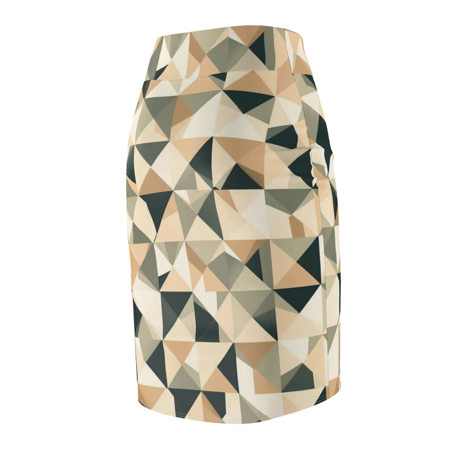Geometric Neutral Triangle Pencil Skirt