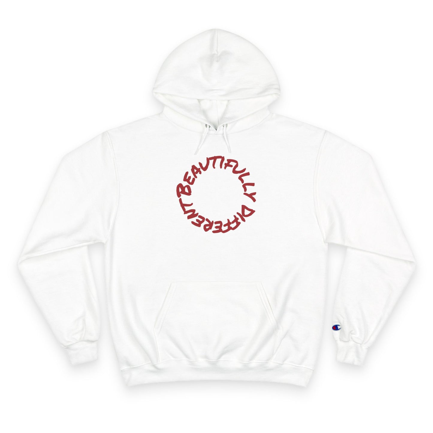 Beautifully Different Heart Hoodie — White Champion Pullover