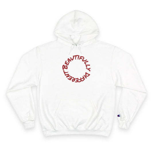 Beautifully Different Heart Hoodie — White Champion Pullover