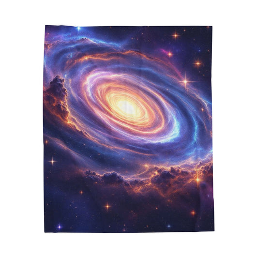 Galaxy Spiral Velveteen Plush Blanket — Cosmic Nebula Throw for Stargazers
