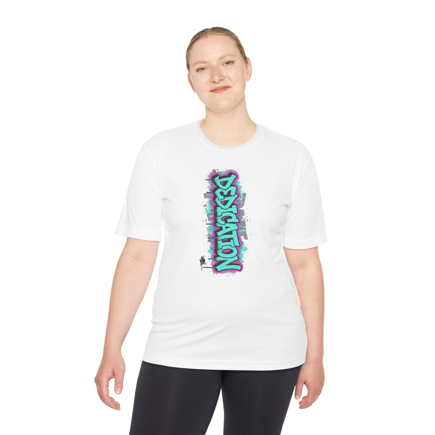 Dedication Graffiti Tee — Streetwear Athletic Moisture‑Wicking Shirt with '4' Back Design