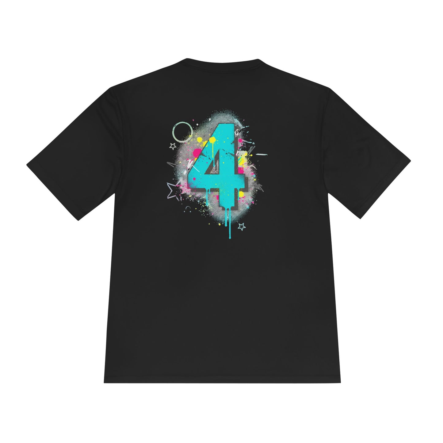 Dedication Graffiti Tee — Streetwear Athletic Moisture‑Wicking Shirt with '4' Back Design