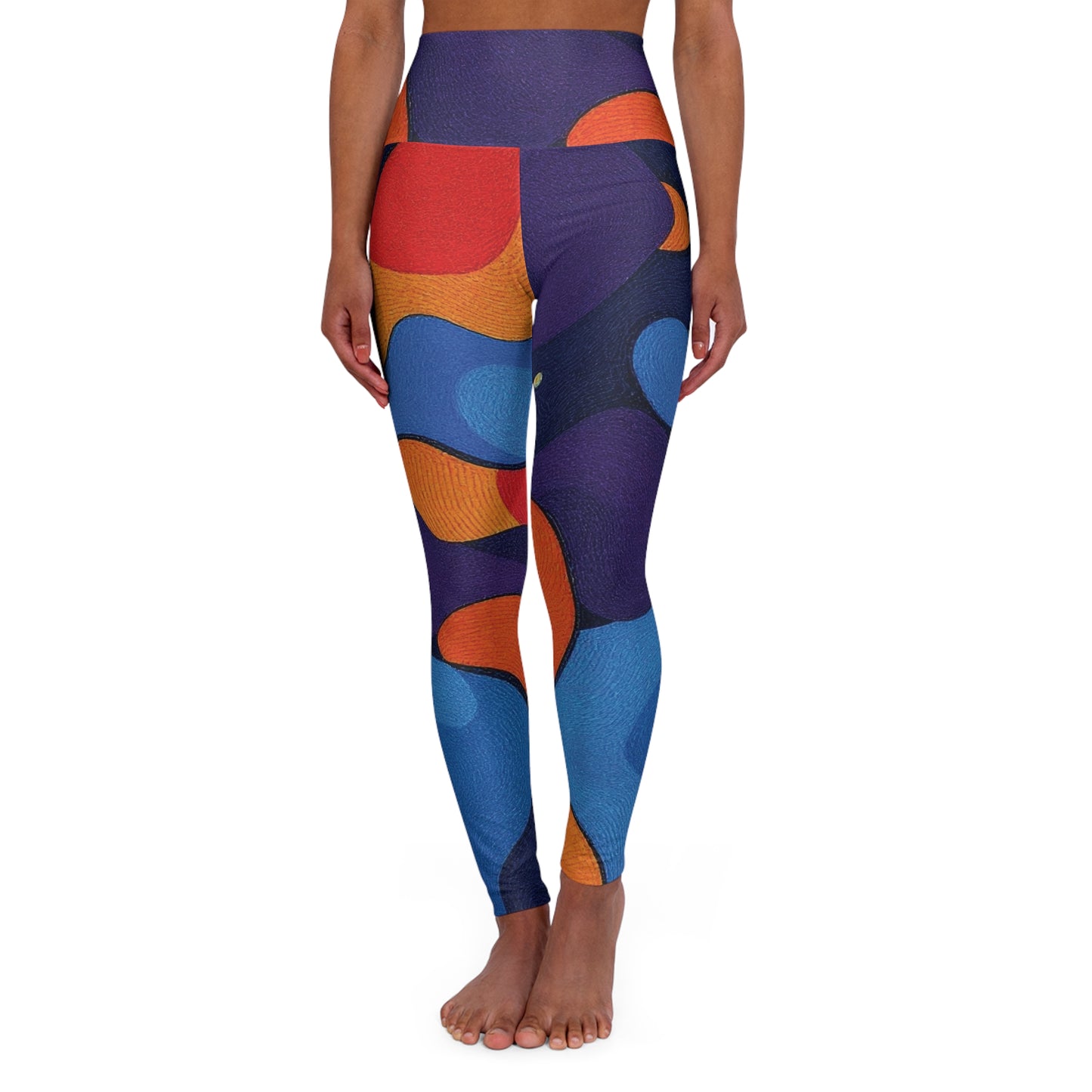 Abstract Colorblock High-Waist Yoga Leggings — Retro Geometric Activewear