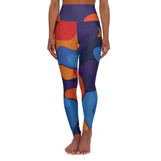 Abstract Colorblock High-Waist Yoga Leggings — Retro Geometric Activewear