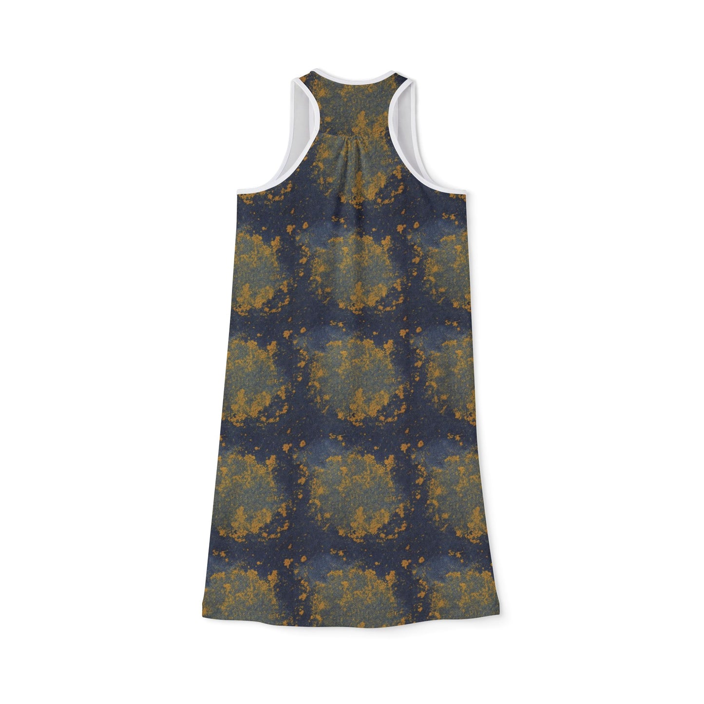 Floral Nightfall Racerback Dress — Moody Navy & Mustard All-Over Print