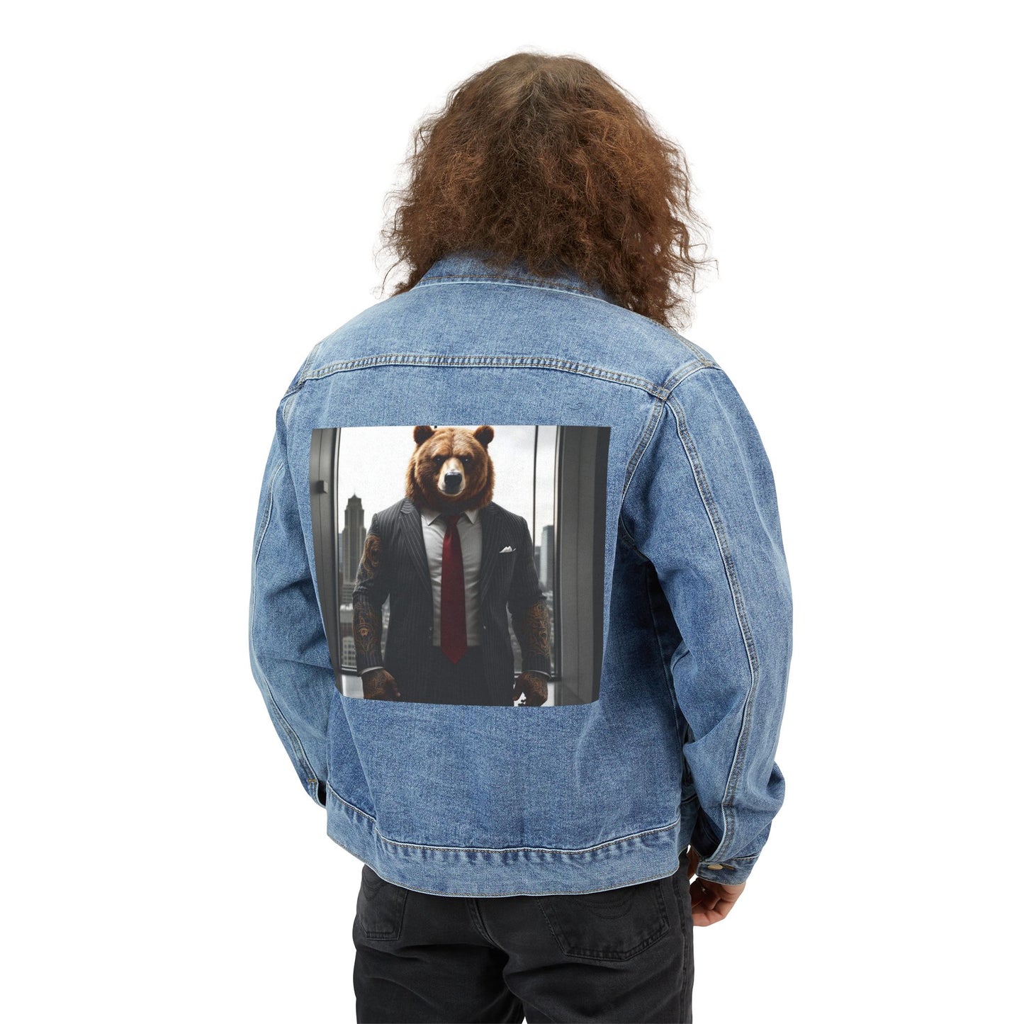 Denim Jacket — Business Bear Graphic Back Print