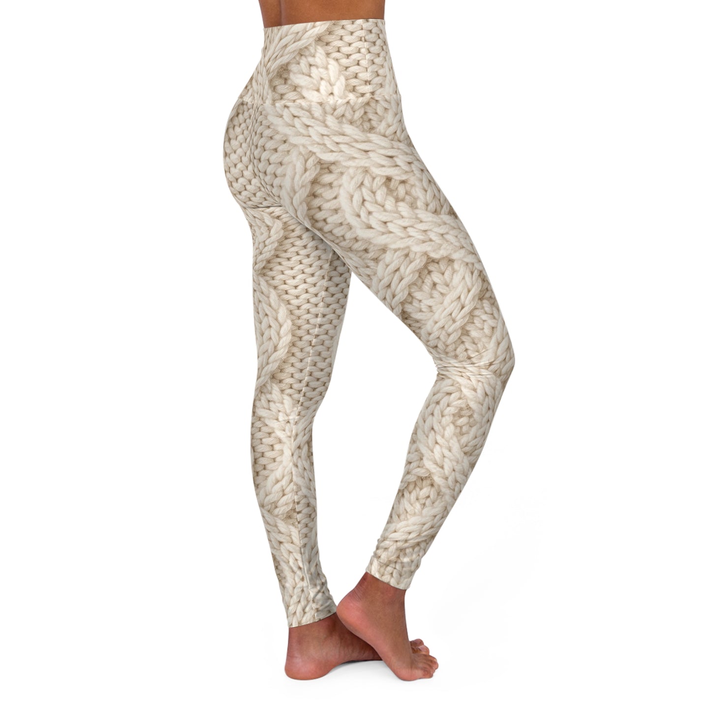 Cozy Knit Print High-Waist Yoga Leggings