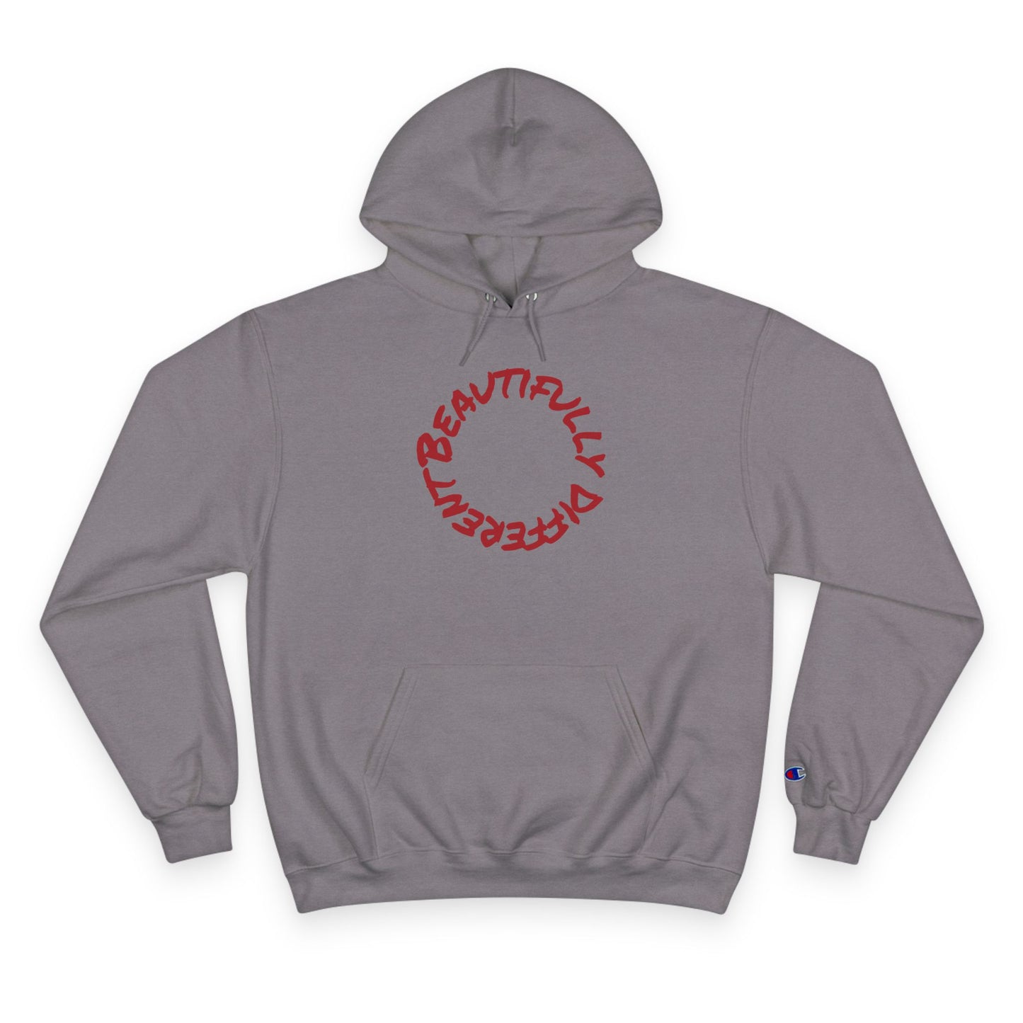Beautifully Different Heart Hoodie — White Champion Pullover