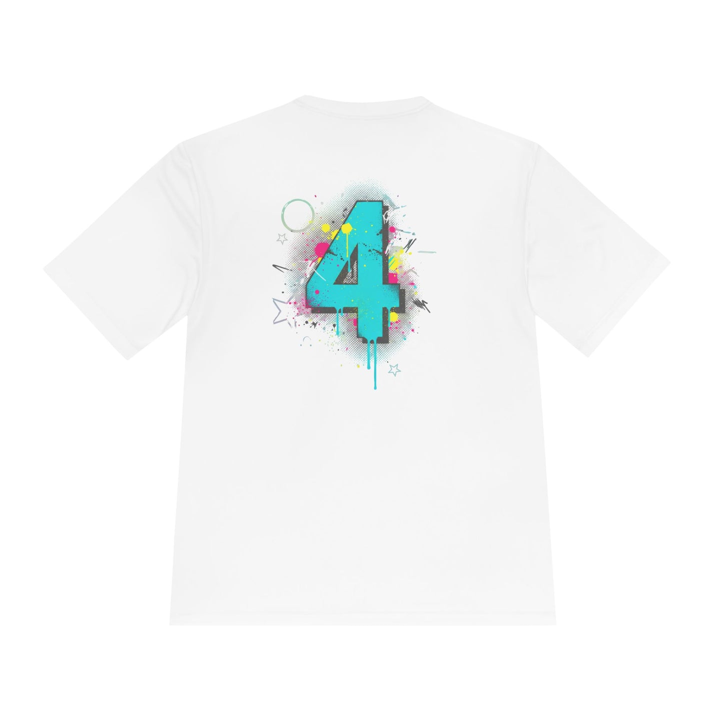 Dedication Graffiti Tee — Streetwear Athletic Moisture‑Wicking Shirt with '4' Back Design