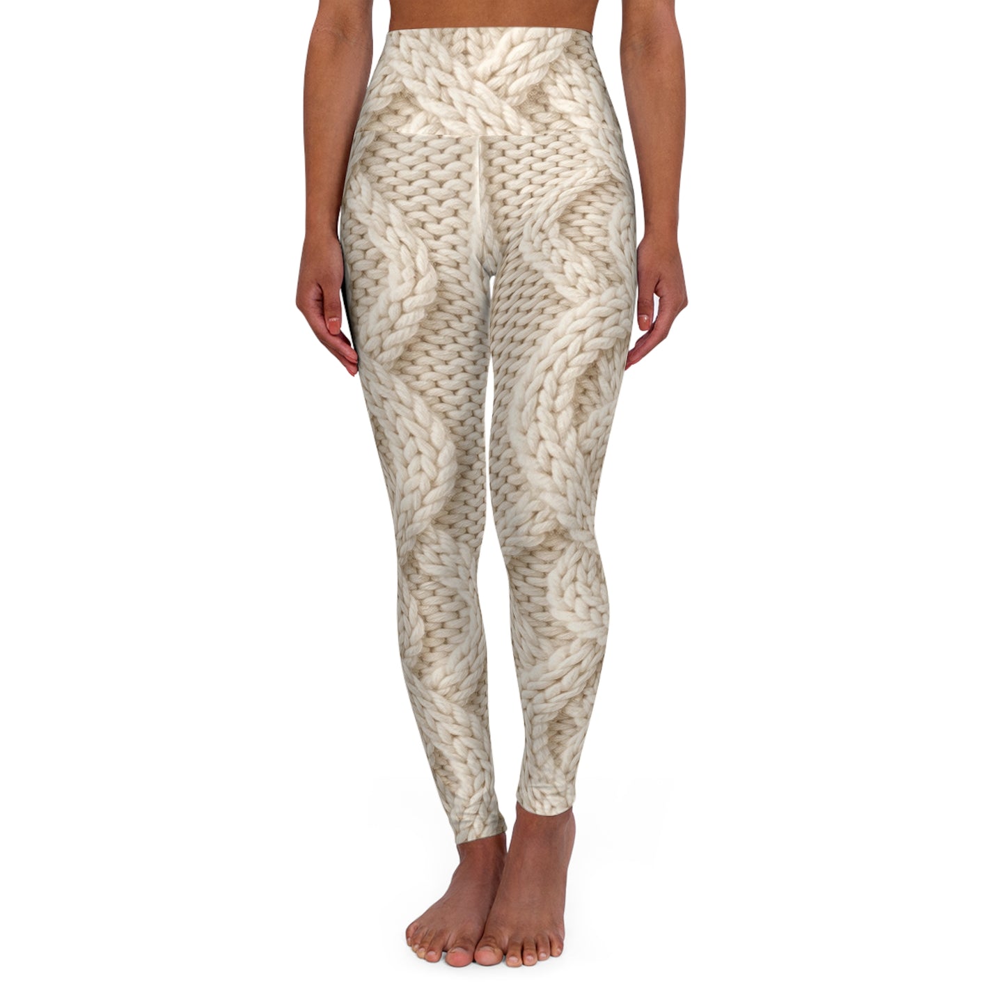 Cozy Knit Print High-Waist Yoga Leggings