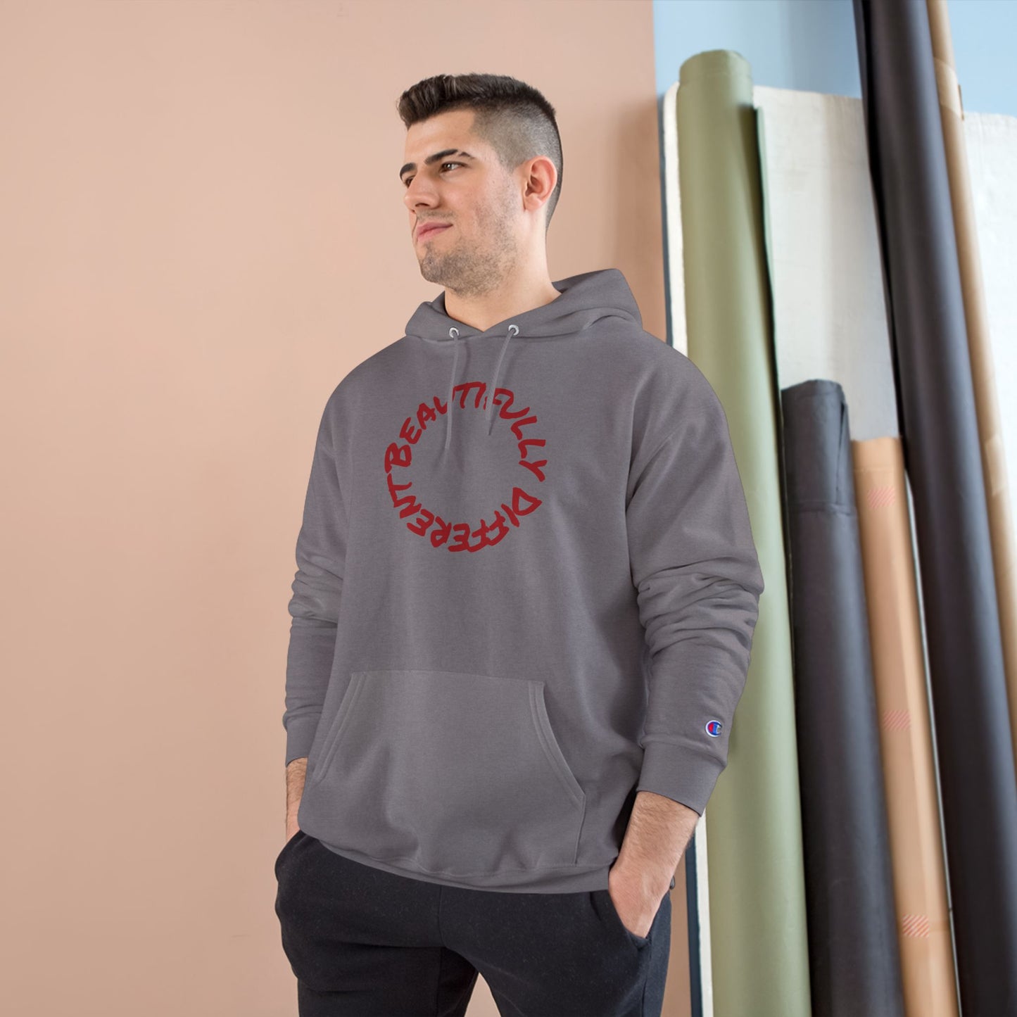 Beautifully Different Heart Hoodie — White Champion Pullover