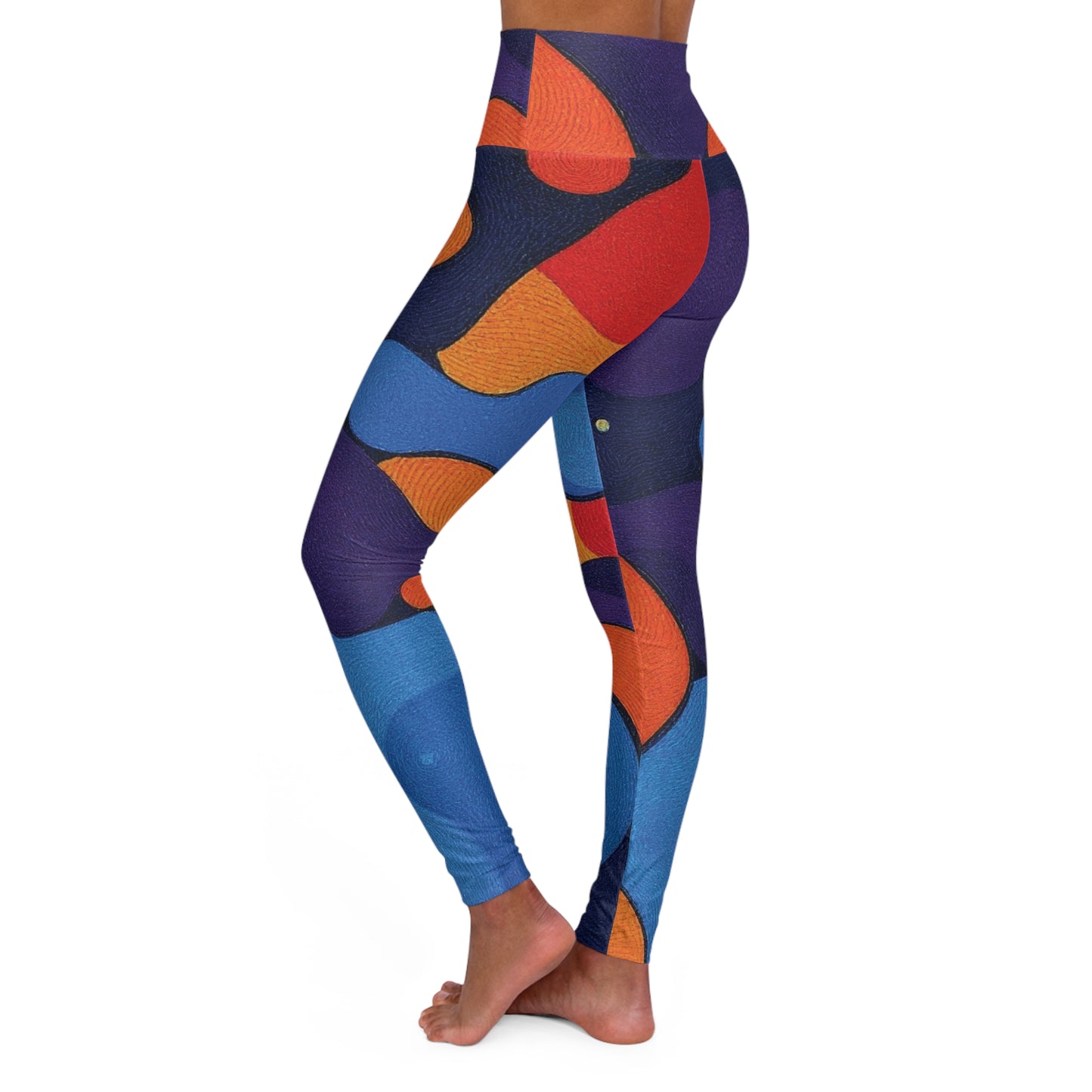 Abstract Colorblock High-Waist Yoga Leggings — Retro Geometric Activewear