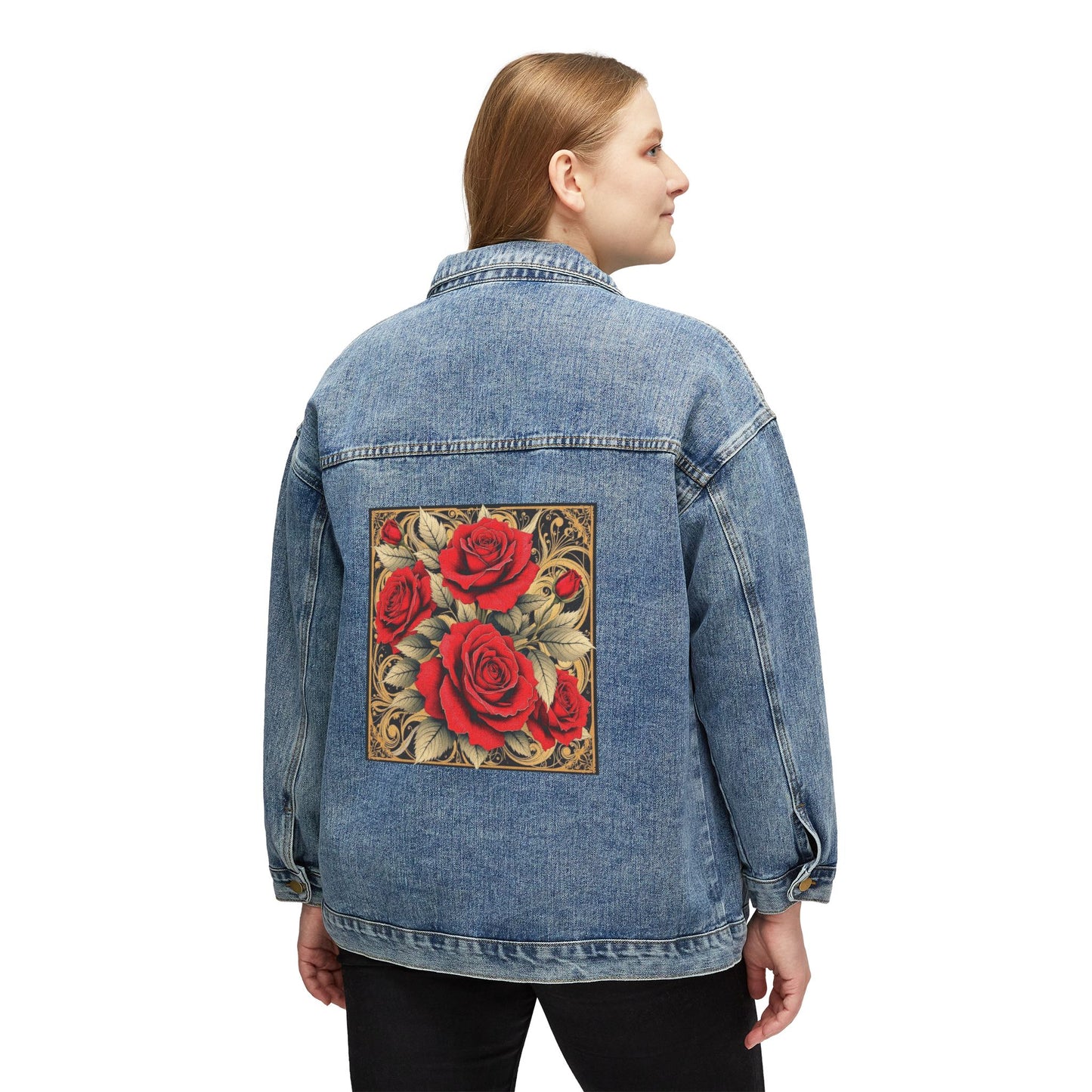Denim Jacket — Vintage Red Rose Back Patch