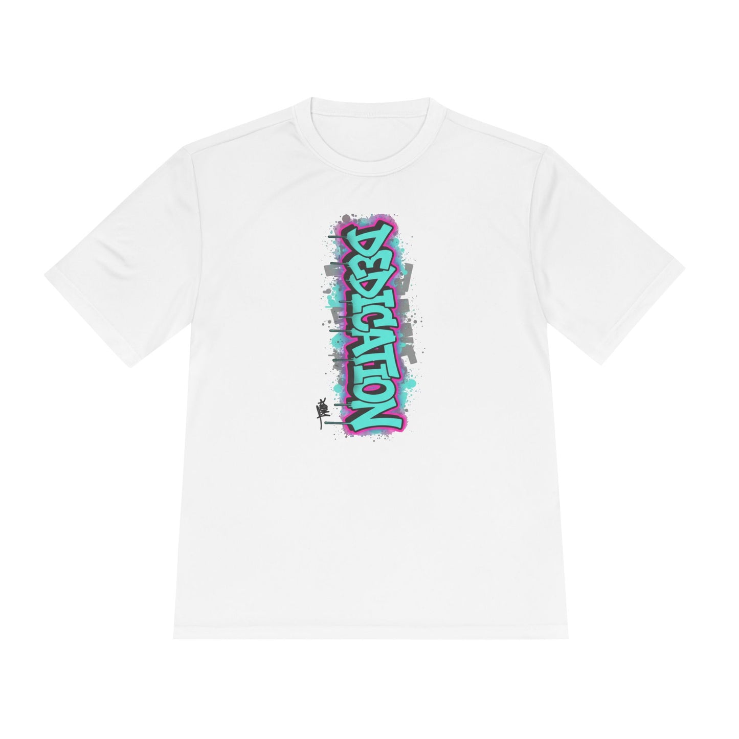 Dedication Graffiti Tee — Streetwear Athletic Moisture‑Wicking Shirt with '4' Back Design