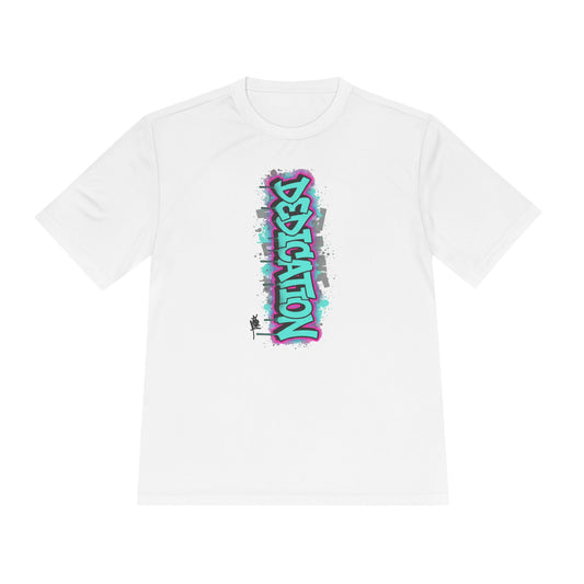 Dedication Graffiti Tee — Streetwear Athletic Moisture‑Wicking Shirt with '4' Back Design