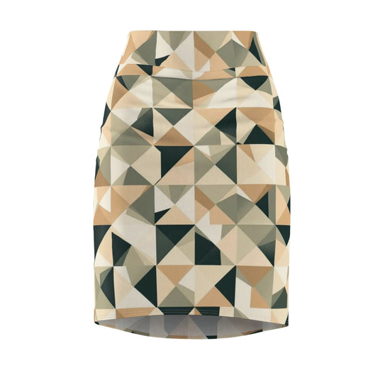 Geometric Neutral Triangle Pencil Skirt