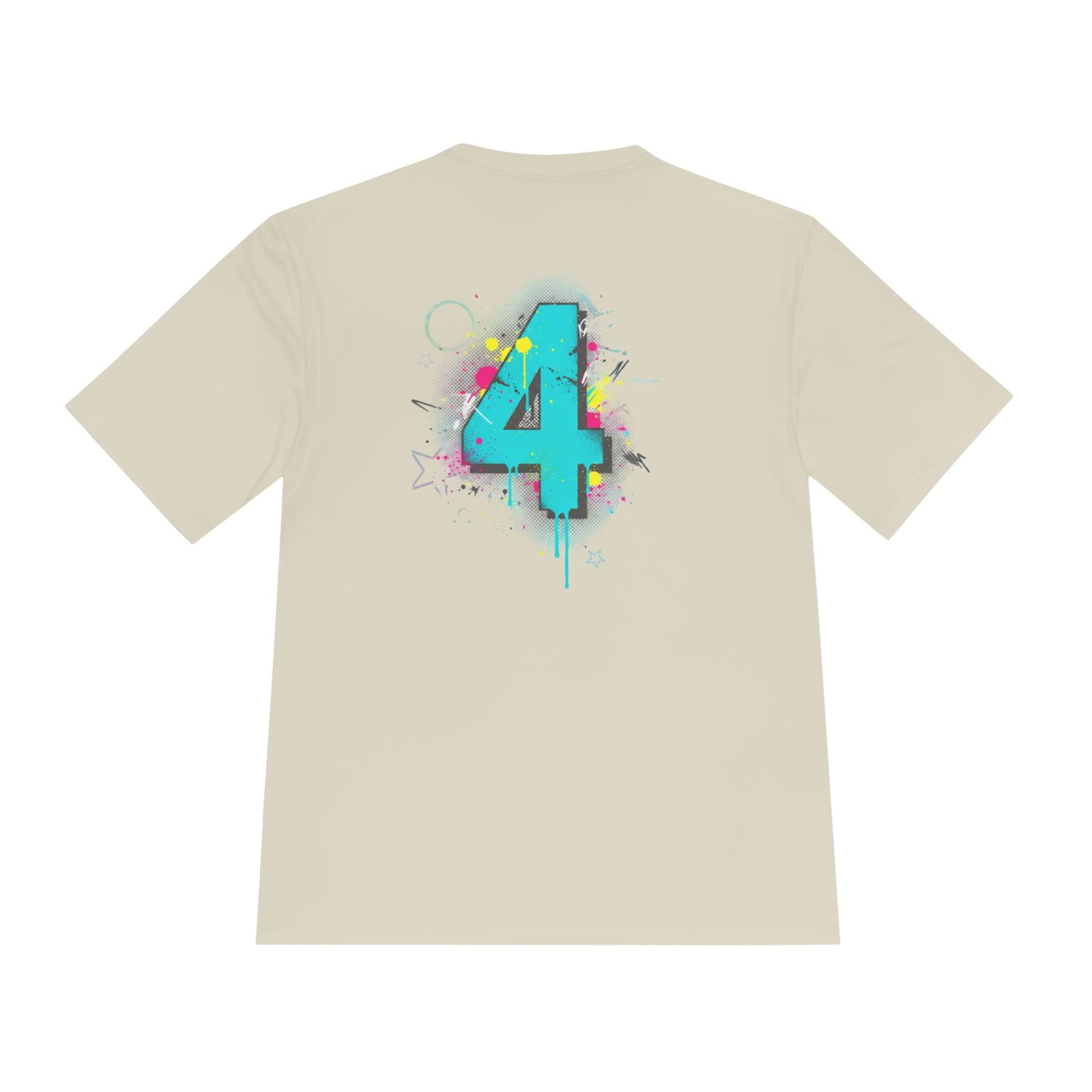 Dedication Graffiti Tee — Streetwear Athletic Moisture‑Wicking Shirt with '4' Back Design