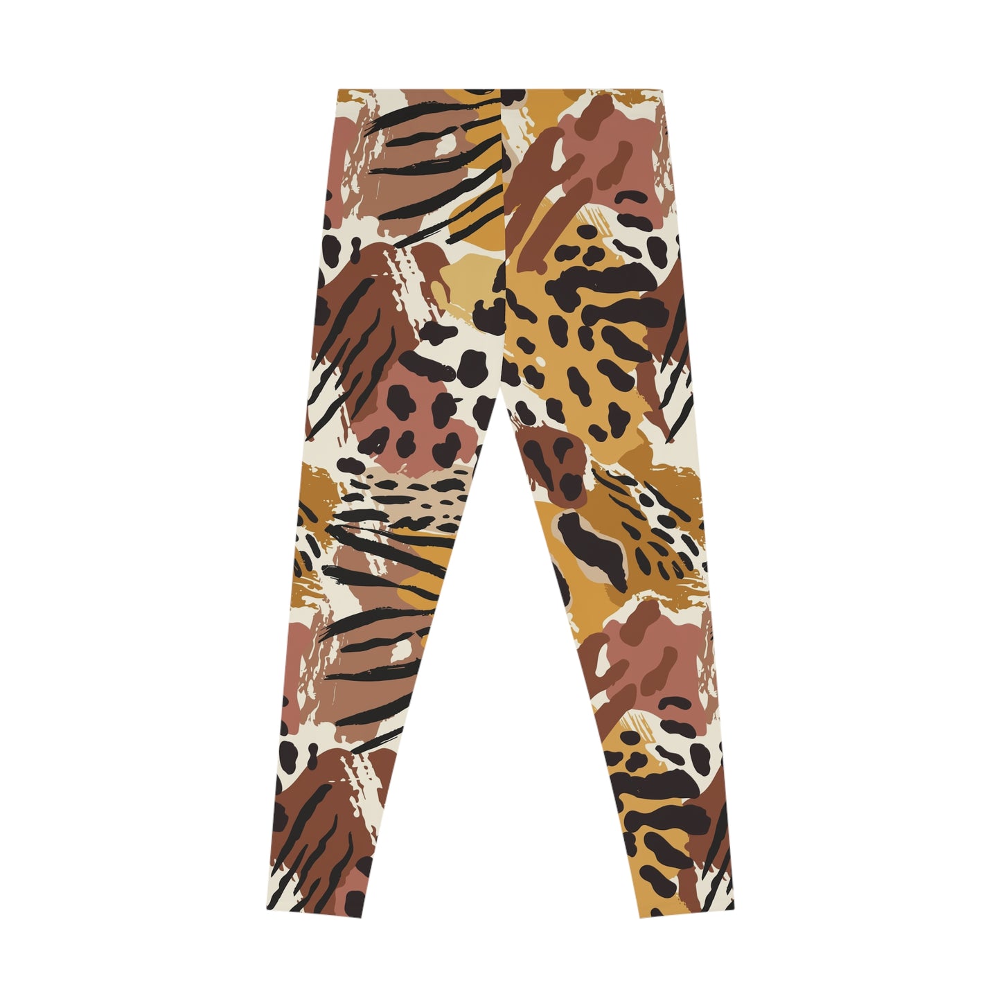 Animal Print Allover Leggings — Brown Abstract Leopard Pattern