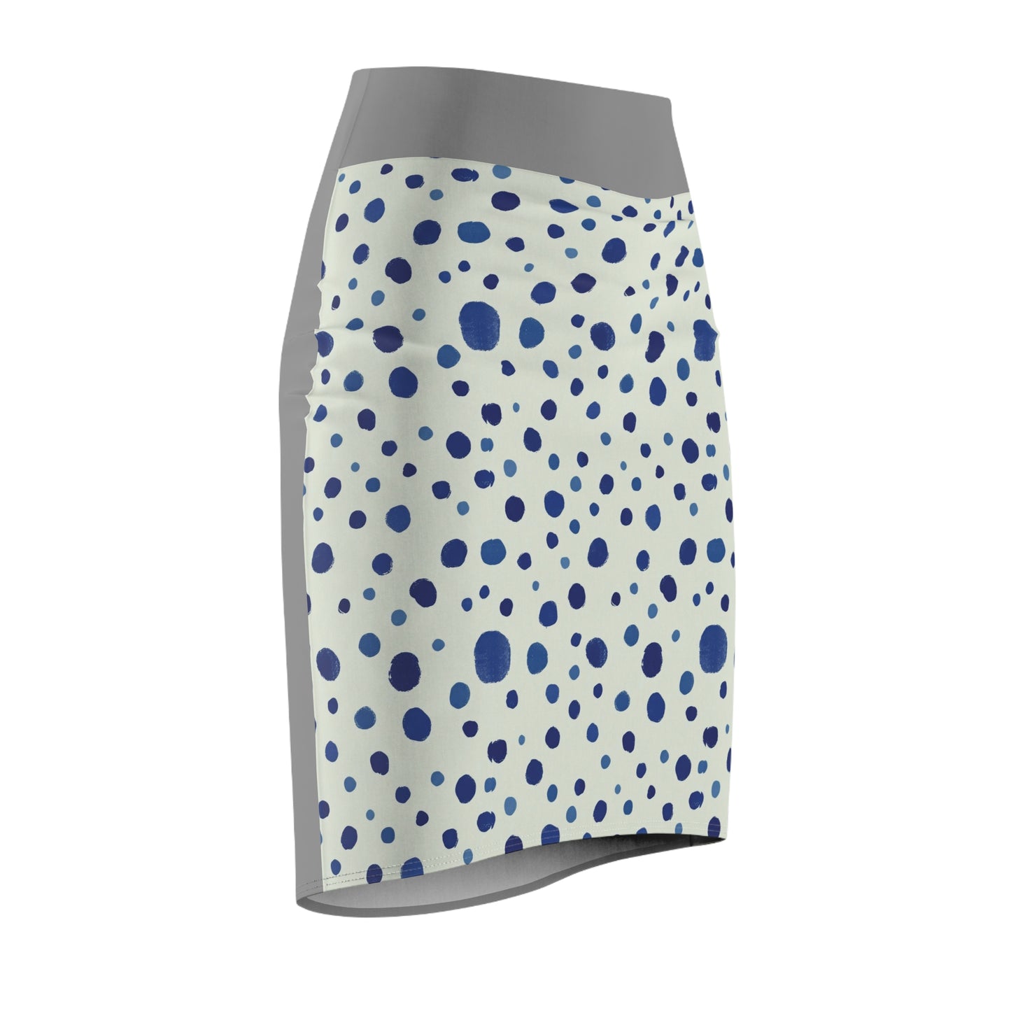Blue Confetti Dot Pencil Skirt — Women's Printed Office & Casual Skirt