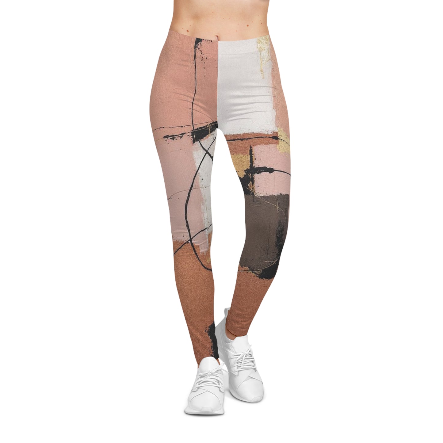 Abstract Blush Art Leggings — Women's All-Over Print Casual Leggings