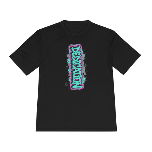 Dedication Graffiti Tee — Streetwear Athletic Moisture‑Wicking Shirt with '4' Back Design