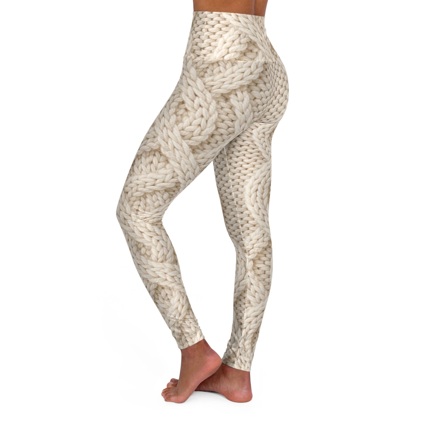 Cozy Knit Print High-Waist Yoga Leggings